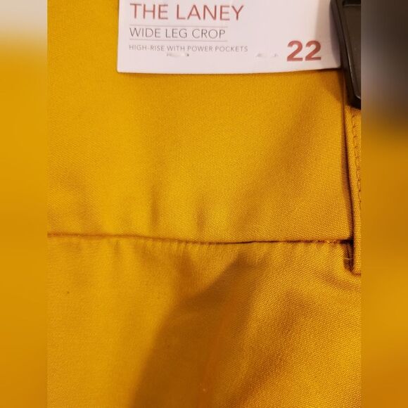 LANE BRYANT Women's Yellow Power Pockets Wide Leg Crop Pants 22 High Waist NWT - Picture 9 of 15